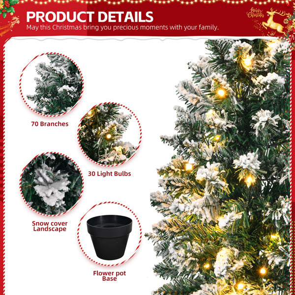 2ft Green Plush 30 Light, Warm Color 8 Mode, Battery Box Control, 70 Branches, Plastic Basin Base, PVC Christmas Tree Material