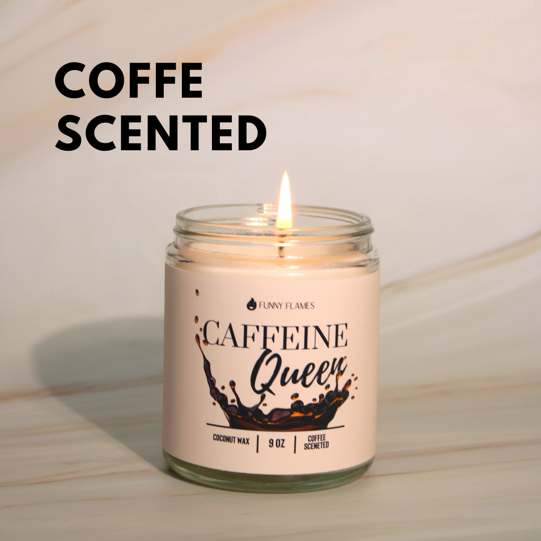 Caffeine Queen Candle - Coffee Lover 9oz Gift Candle - Phoenix Fire Art Store