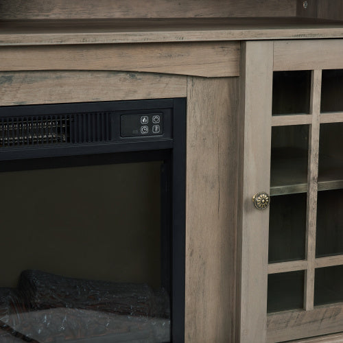 Classic TV Media Stand Modern Entertainment Console With 23 Fireplace Inset For TV Up To 65 With Open And Closed Storage Space, Gray Wash - Phoenix Fire Art Store