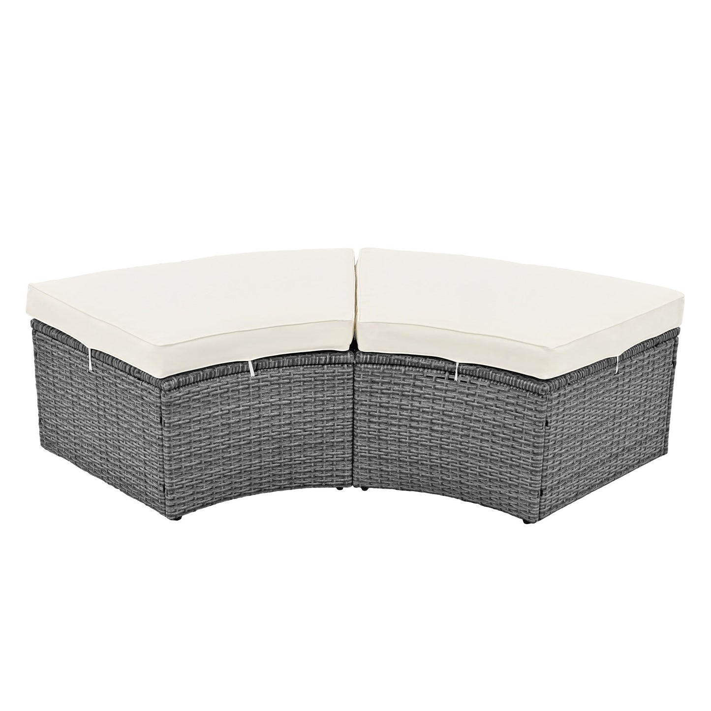 Patio 5-Piece Round Rattan Sectional All-Weather Sofa Set W/ Liftable Table