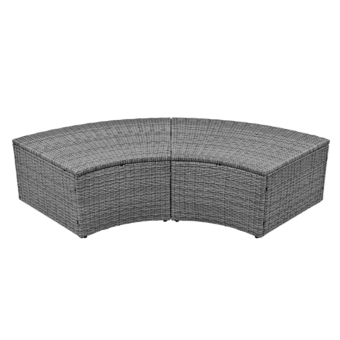 Patio 5-Piece Round Rattan Sectional All-Weather Sofa Set W/ Liftable Table
