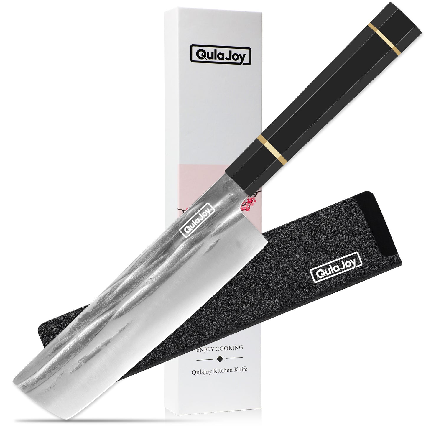 Qulajoy 8 Inch - Hand Forged Swedish Sandvik Steel Gyuto Chef Knife - Classic Octagonal Handle - Phoenix Fire Art Store