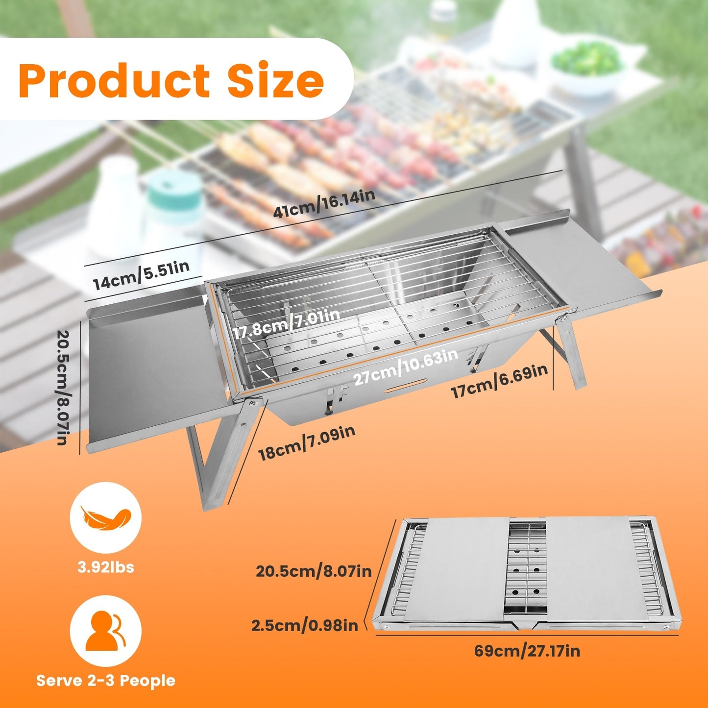 1 Set 3 In 1 Foldable Charcoal Grill Fire Pit Slow Cooker 2-3 People Portable Camping Grill Stainless Steel BBQ Grill - Phoenix Fire Art Store