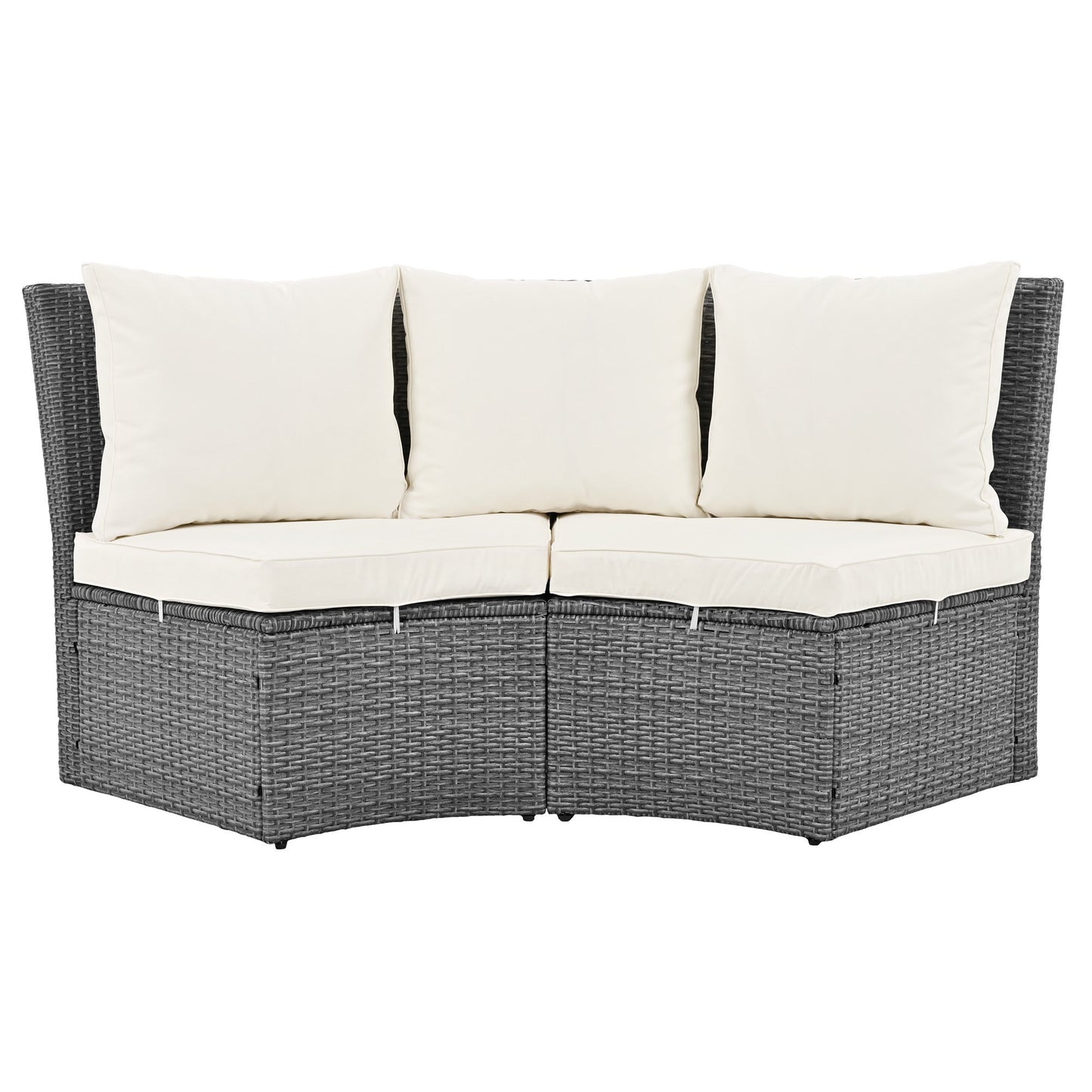 Patio 5-Piece Round Rattan Sectional All-Weather Sofa Set W/ Liftable Table
