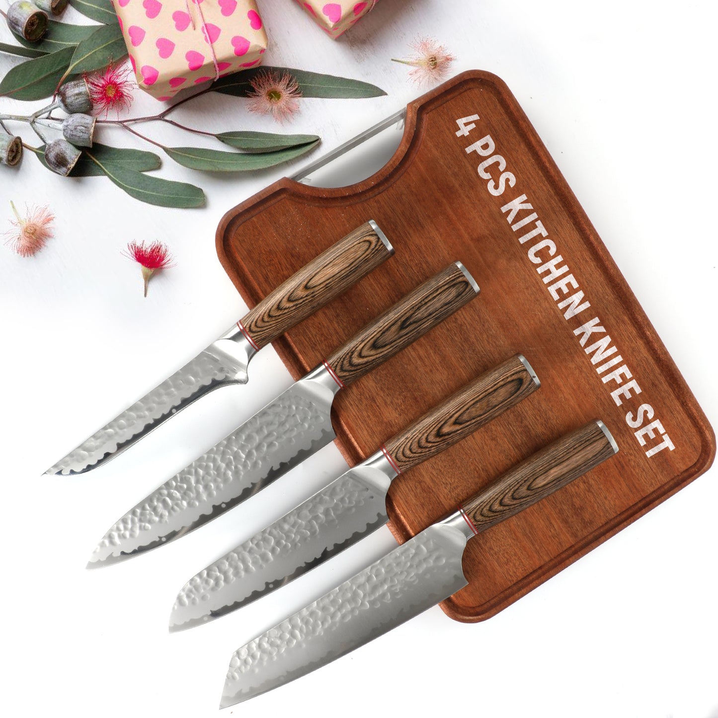 Japanese Professional Chef, Kiritsuke, Santoku, Boning & Vegetable Slicing Knife with Rosewood Handle and Gift Box - Phoenix Fire Art Store