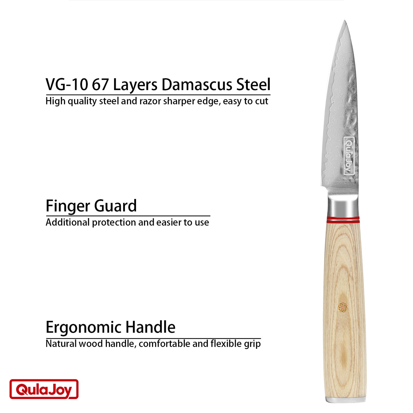 Qulajoy Nakiri Knife 6.9 Inch, Professional 67-Layers Damascus Japanese Chef Knife, with Ergonomic Wood Handle - Phoenix Fire Art Store