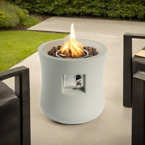Outdoor Propane Fire Pit Table,Compact Streamlined Modern 20-inch,Round Graphite Base With Waterproof Cover,Free Lava Rocks - Phoenix Fire Art Store
