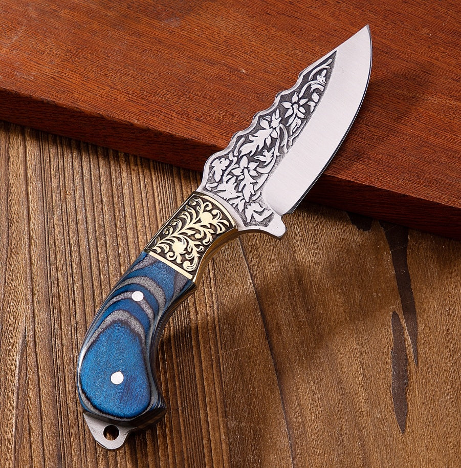 Blue Carved Fruit Knife - Phoenix Fire Art Store