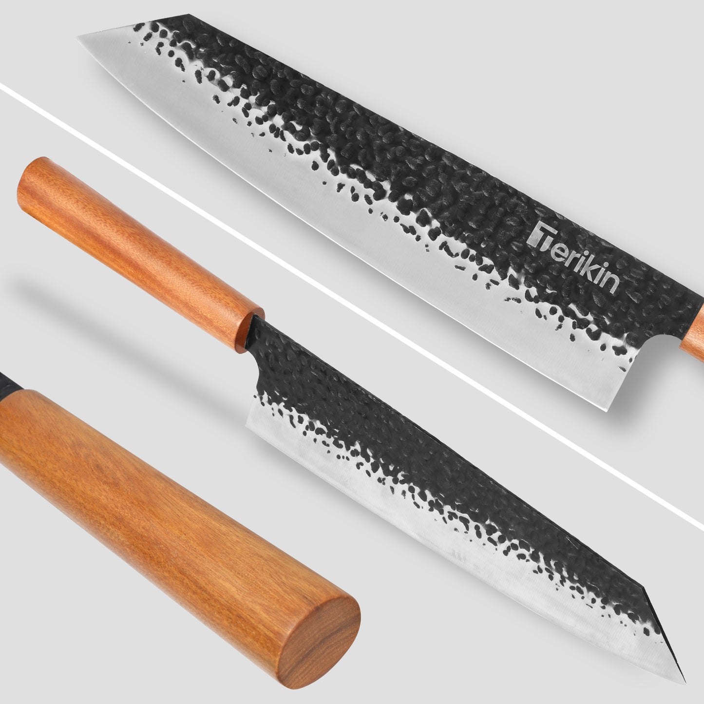 Professional Kiritsuke Santoku Chef Knife, 9 Inch German High Carbon Stainless Steel EN1.4116 with Sheath & Case - Phoenix Fire Art Store