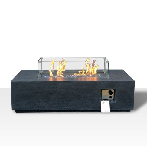 52 Inch Outdoor Concrete Propane Gas Rectangle Fire Pit Table In Dark Gray Color - Phoenix Fire Art Store