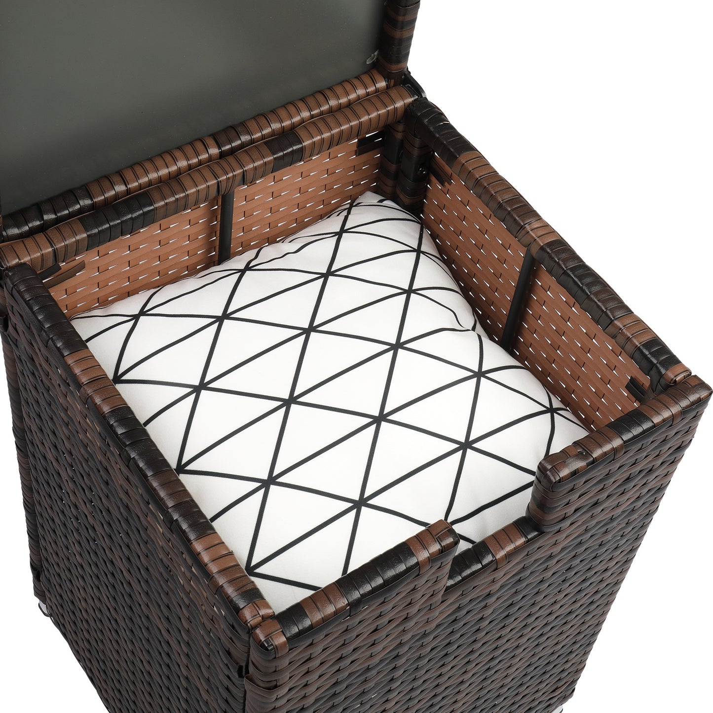 Gas Cylinder Storage, Brown Gradient, Braided Rattan Edging Table, 39.5x39.5x56.5cm