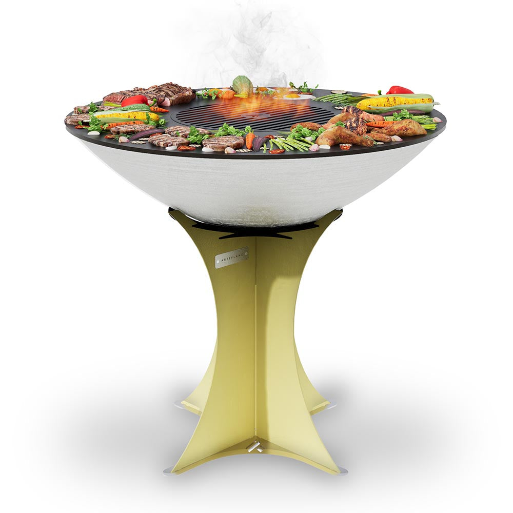 Arteflame 40″ Platinum Series — Stainless Fire Bowl Flat-Top Grill with Euro Base (Stainless or Powder-Coated: Black/Red/Yellow) - Phoenix Fire Art Store
