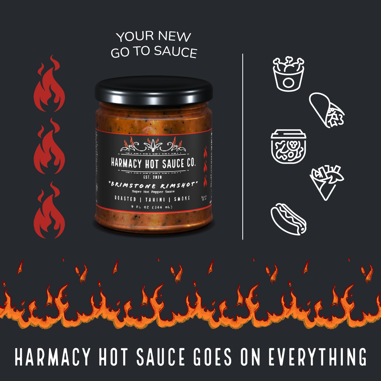 Brimstone Inferno - Extra Hot Tahini & Roasted Red Pepper Sauce (9oz)