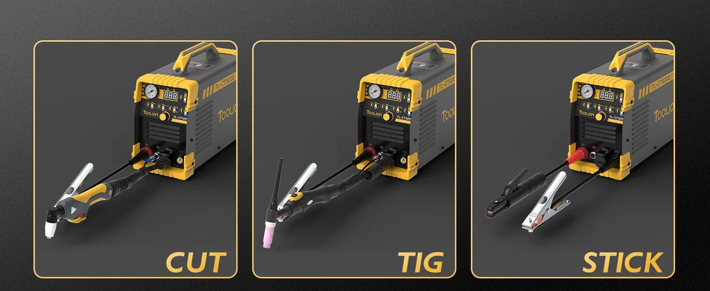 TOOLIOM 3 in 1 Cut/TIG/MMA Welder 50A Air Plasma Cutter 200A TIG and 200A Stick Welder Portable Welding Machine Dual Voltage