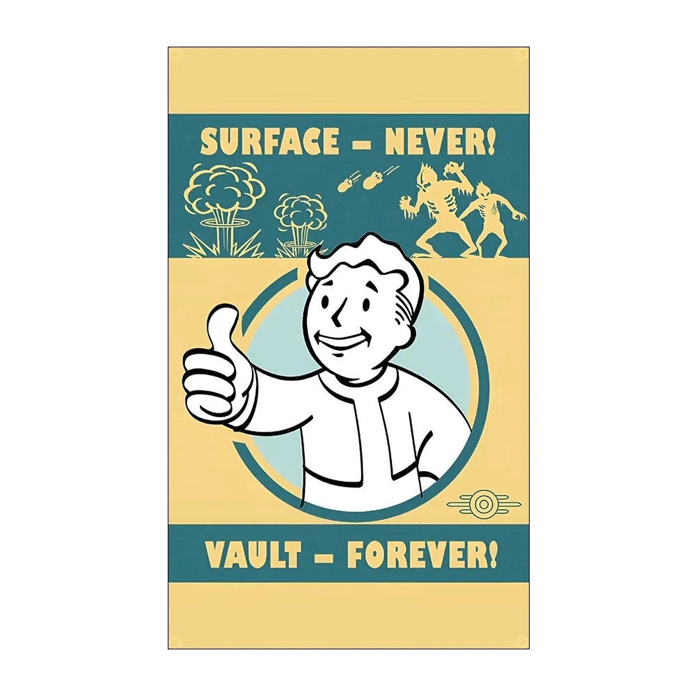 Fallout Flag Banner 3x5ft - Vault-Tec Poster Design for Gaming Room Decor