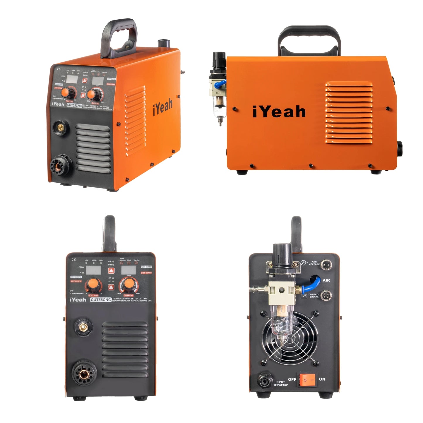 CNC Non-HF Pilot Arc CUT55 CNC iYeah Plasma Cutter 110V/220V 55A Machine With PT60/PTM60 Straight Torch Easy Cutting 25mm