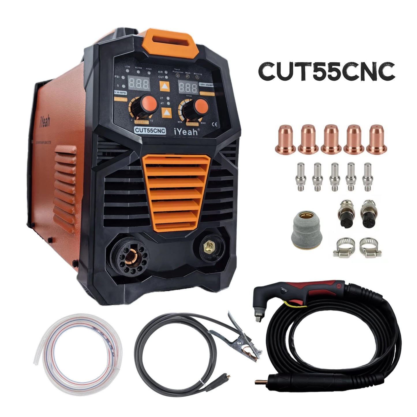CNC Non-HF Pilot Arc CUT55 CNC iYeah Plasma Cutter 110V/220V 55A Machine With PT60/PTM60 Straight Torch Easy Cutting 25mm
