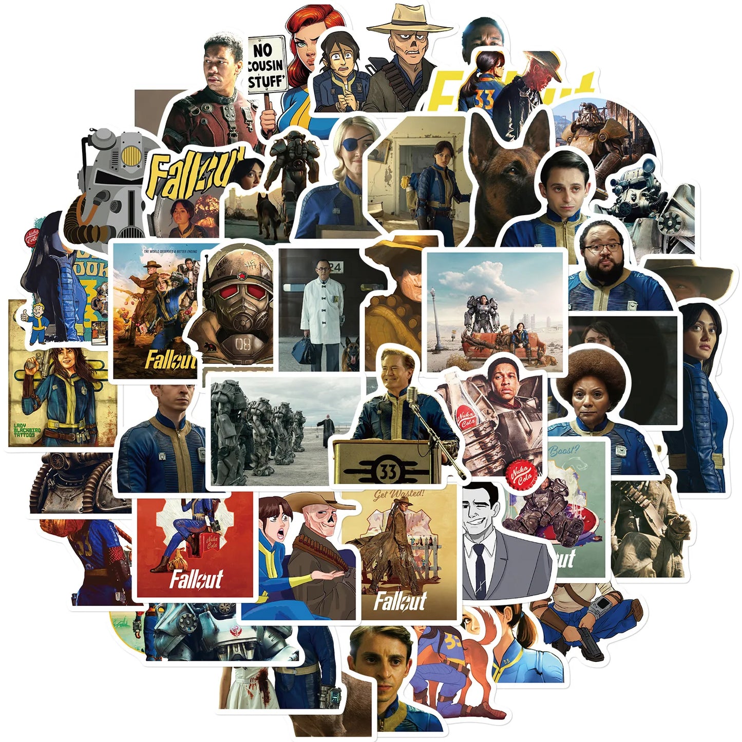 Fallout Stickers Pack (50 Pcs) - Vault-Tec Waterproof Vinyl Decals for Laptop, Skateboard & Gaming Gear