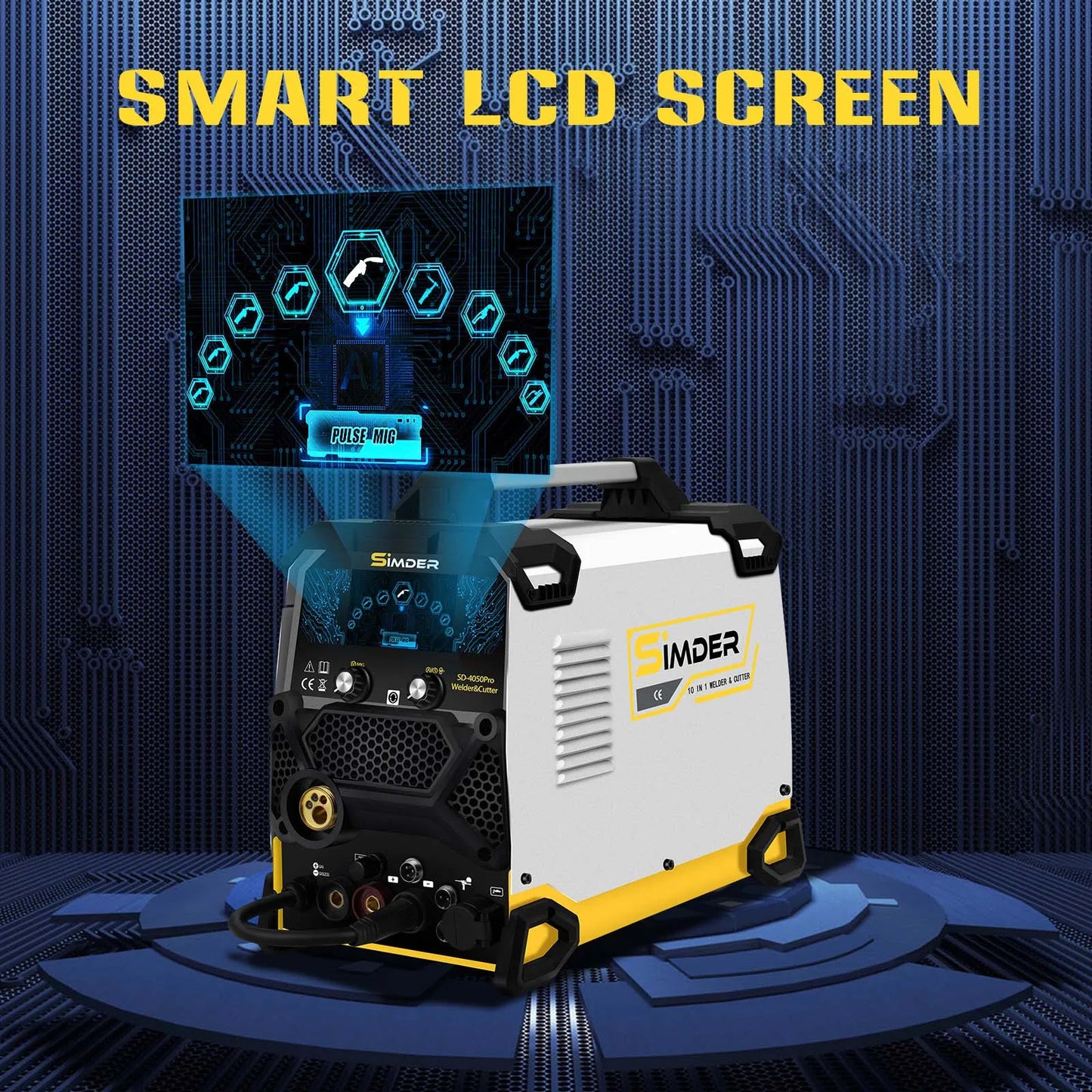 SSIMDER Aluminum MIG Welder Pulse MIG/MAG/HF TIG/Stick/Pilot ARC Plasma Cutter 200A Welding Machine SD4050Pro 10 in 1 Welder Cut