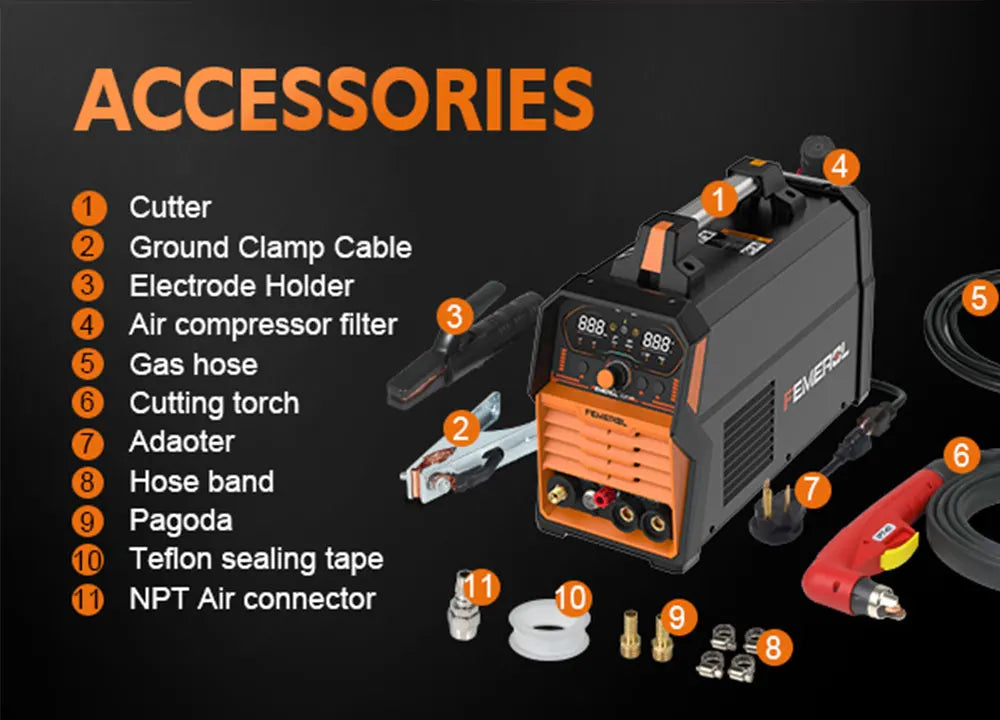 FEMEROL 2-in-1 Plasma Cutter 60A & Stick Welder 200A - 110/220V Dual Voltage IGBT Machine