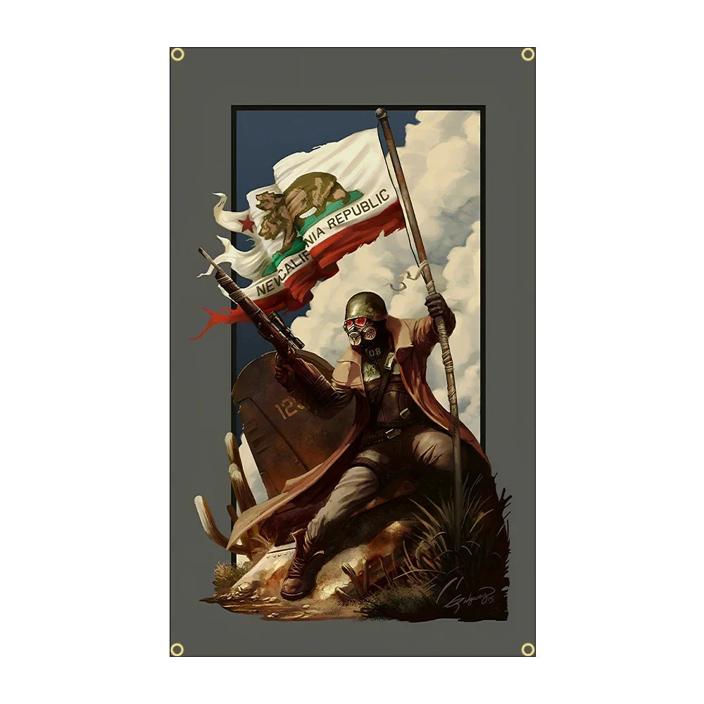 Fallout Flag Banner 3x5ft - Vault-Tec Poster Design for Gaming Room Decor