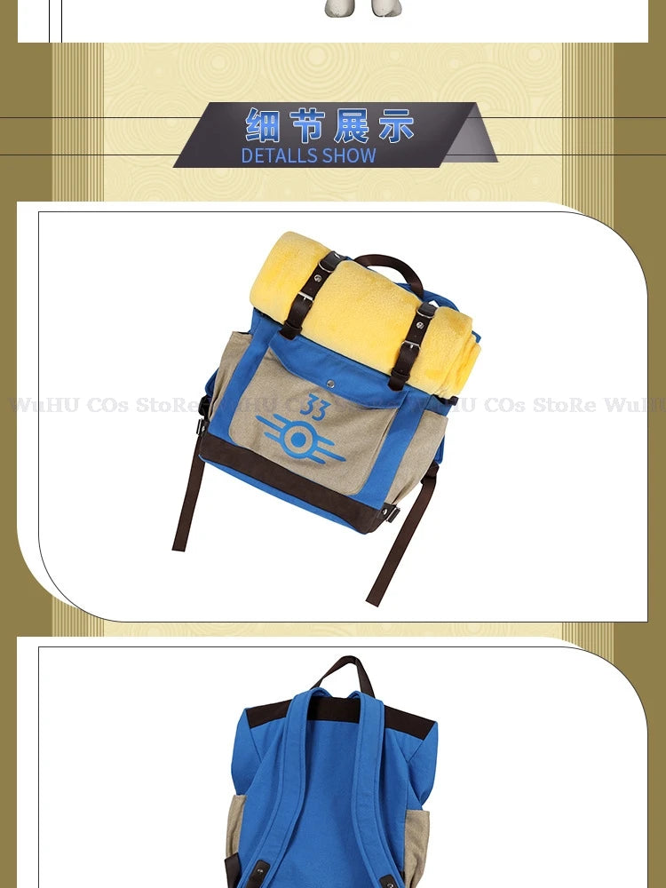 Fallout Lucy Vault 33 Cosplay Backpack with Blanket - Survivor Costume Accessory