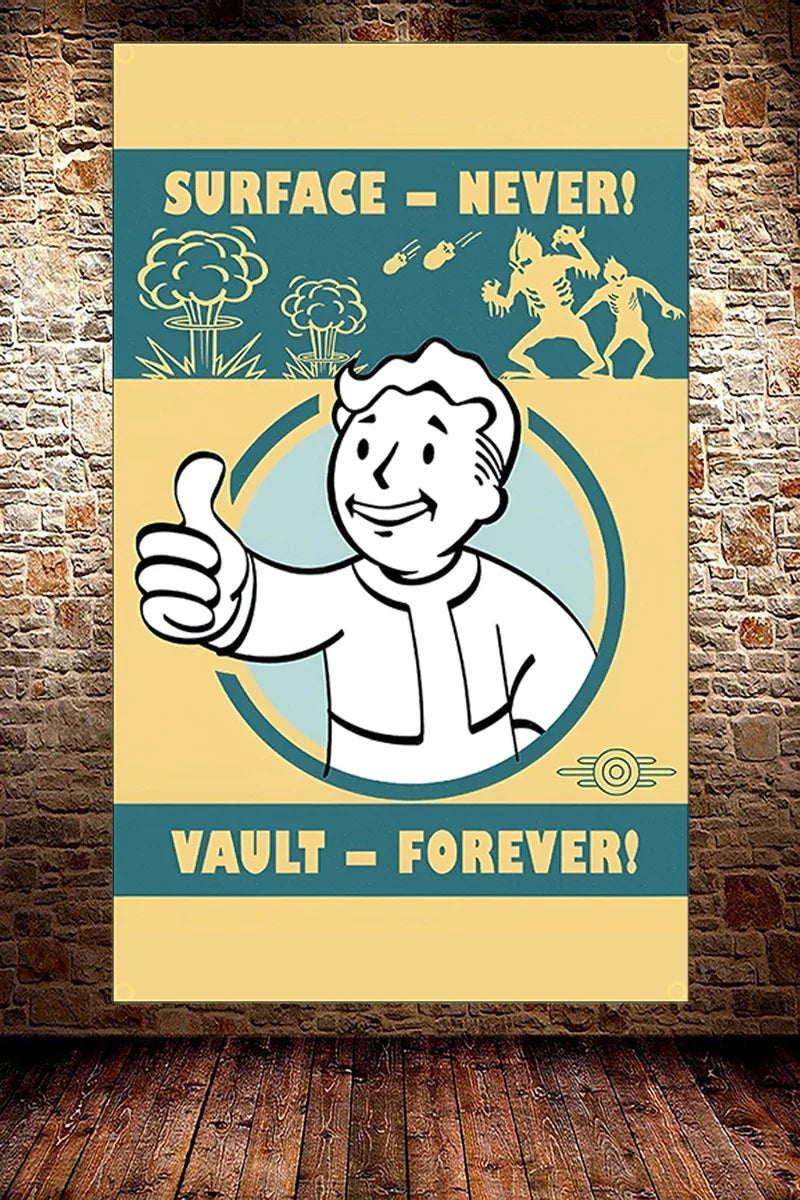 Fallout Flag Banner 3x5ft - Vault-Tec Poster Design for Gaming Room Decor