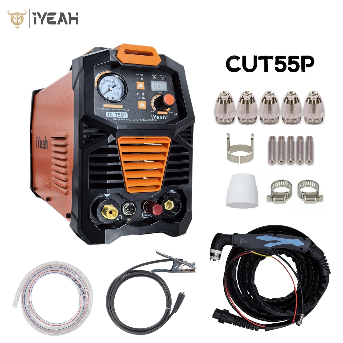 iYeah Plasma Cutter CUT55P HF Pilot Arc 110V/220V 55A With AG60P Torch MAX Cutting 20mm