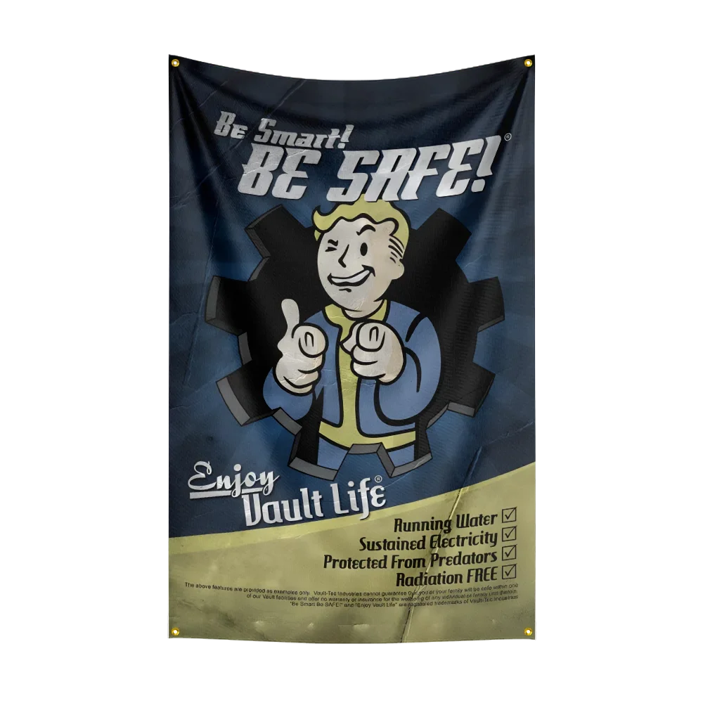 Fallout Flag 3x5ft - Vault-Tec Banner with Brass Grommets for Indoor/Outdoor Display