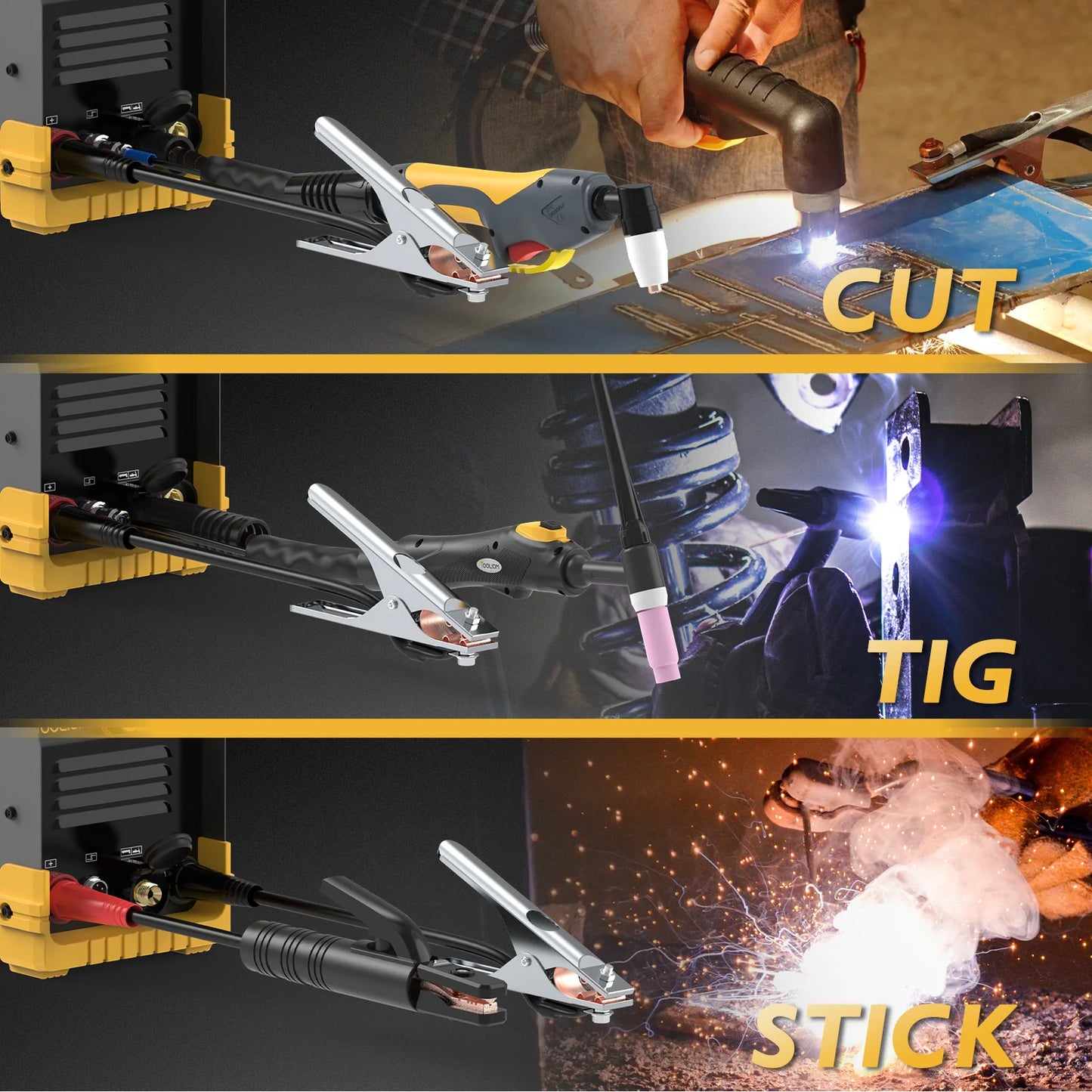 TOOLIOM 3 in 1 Cut/TIG/MMA Welder 50A Air Plasma Cutter 200A TIG and 200A Stick Welder Portable Welding Machine Dual Voltage