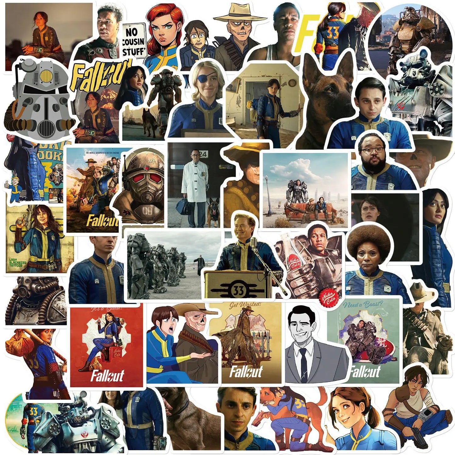 Fallout Stickers Pack (50 Pcs) - Vault-Tec Waterproof Vinyl Decals for Laptop, Skateboard & Gaming Gear