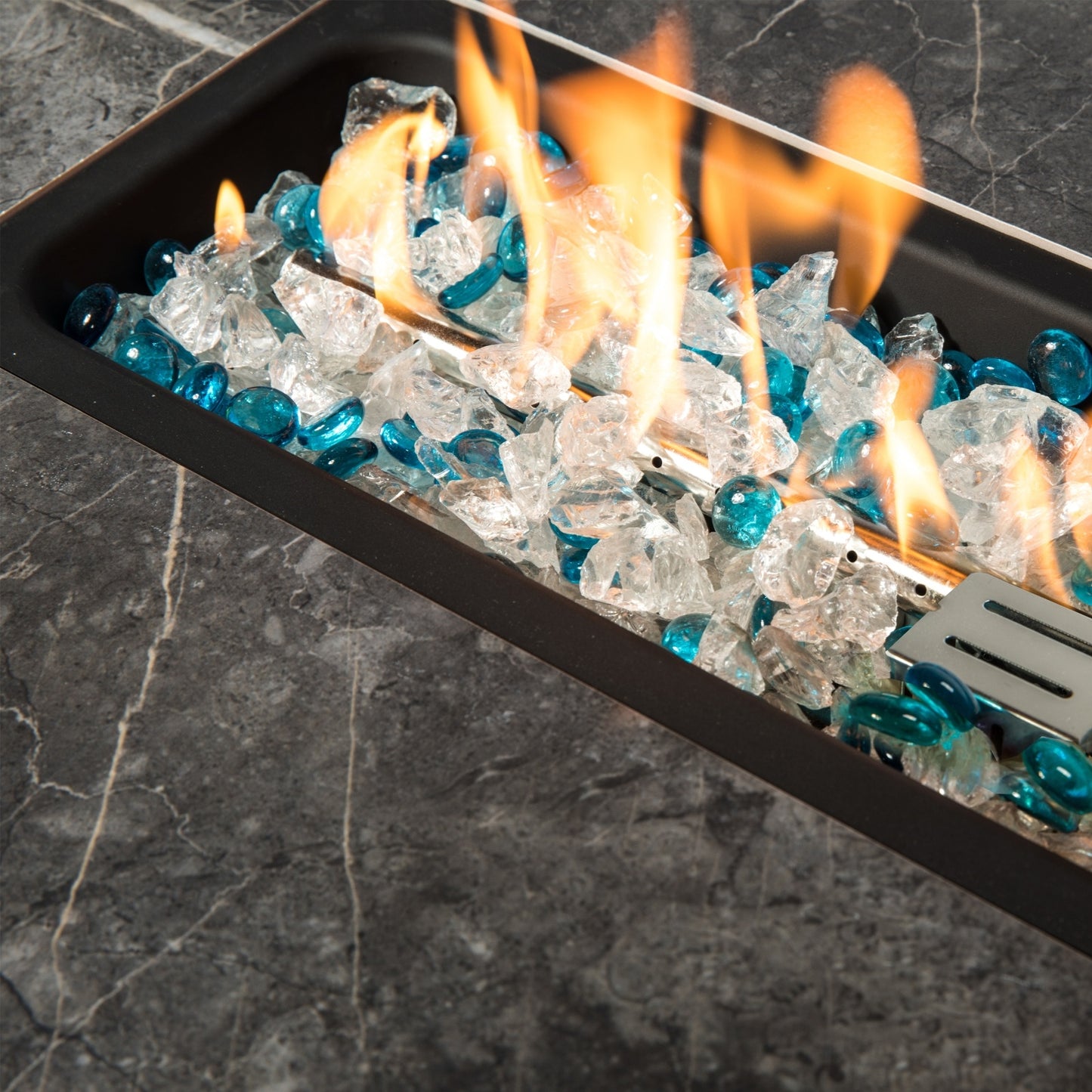 Outdoor Fire Table Propane Pit Rattan With Tile Tabletop - Phoenix Fire Art Store
