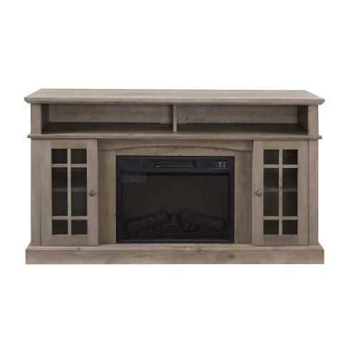Classic TV Media Stand Modern Entertainment Console With 23 Fireplace Inset For TV Up To 65 With Open And Closed Storage Space, Gray Wash - Phoenix Fire Art Store