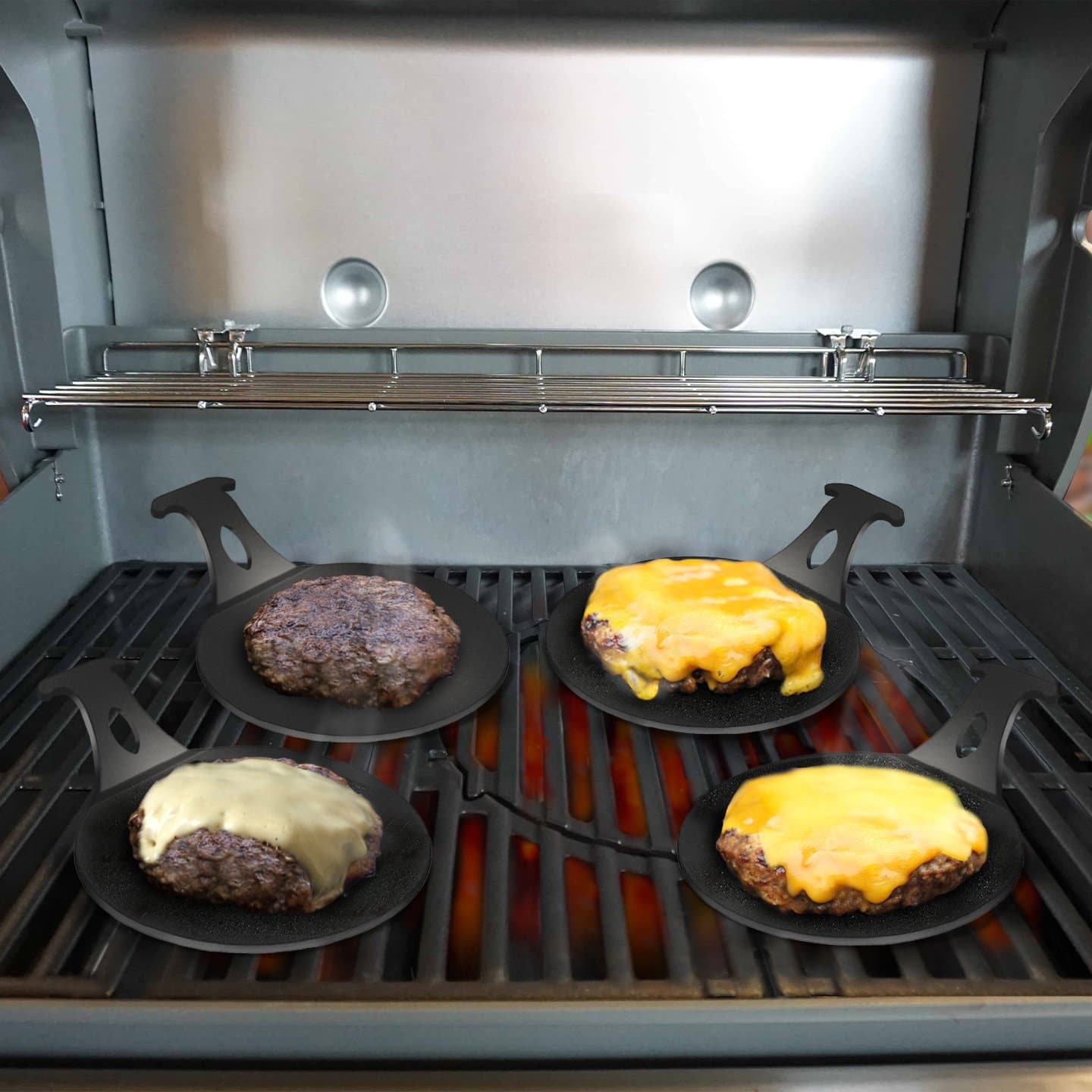 Arteflame 6" Burger Pucks - Grill Juicy Good Burgers with Arteflame Mini Griddles for BBQ Grills (set of 2) - Phoenix Fire Art Store