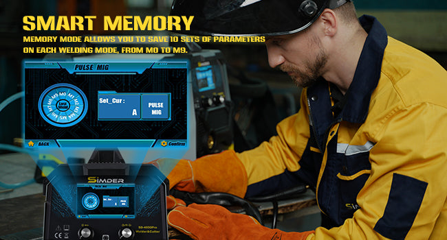 SSIMDER Aluminum MIG Welder Pulse MIG/MAG/HF TIG/Stick/Pilot ARC Plasma Cutter 200A Welding Machine SD4050Pro 10 in 1 Welder Cut