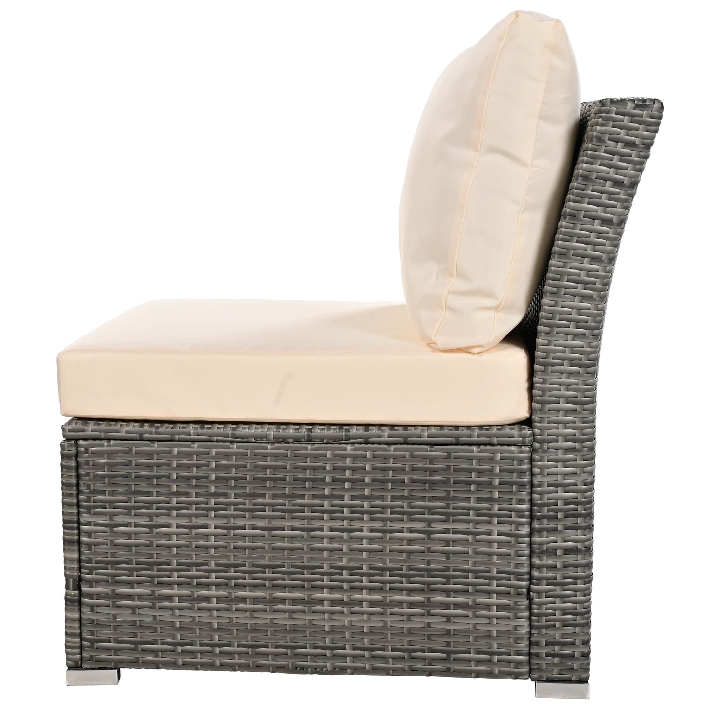 10 Piece Outdoor Wood Coffee Table Furniture Set, W/ Ottomans