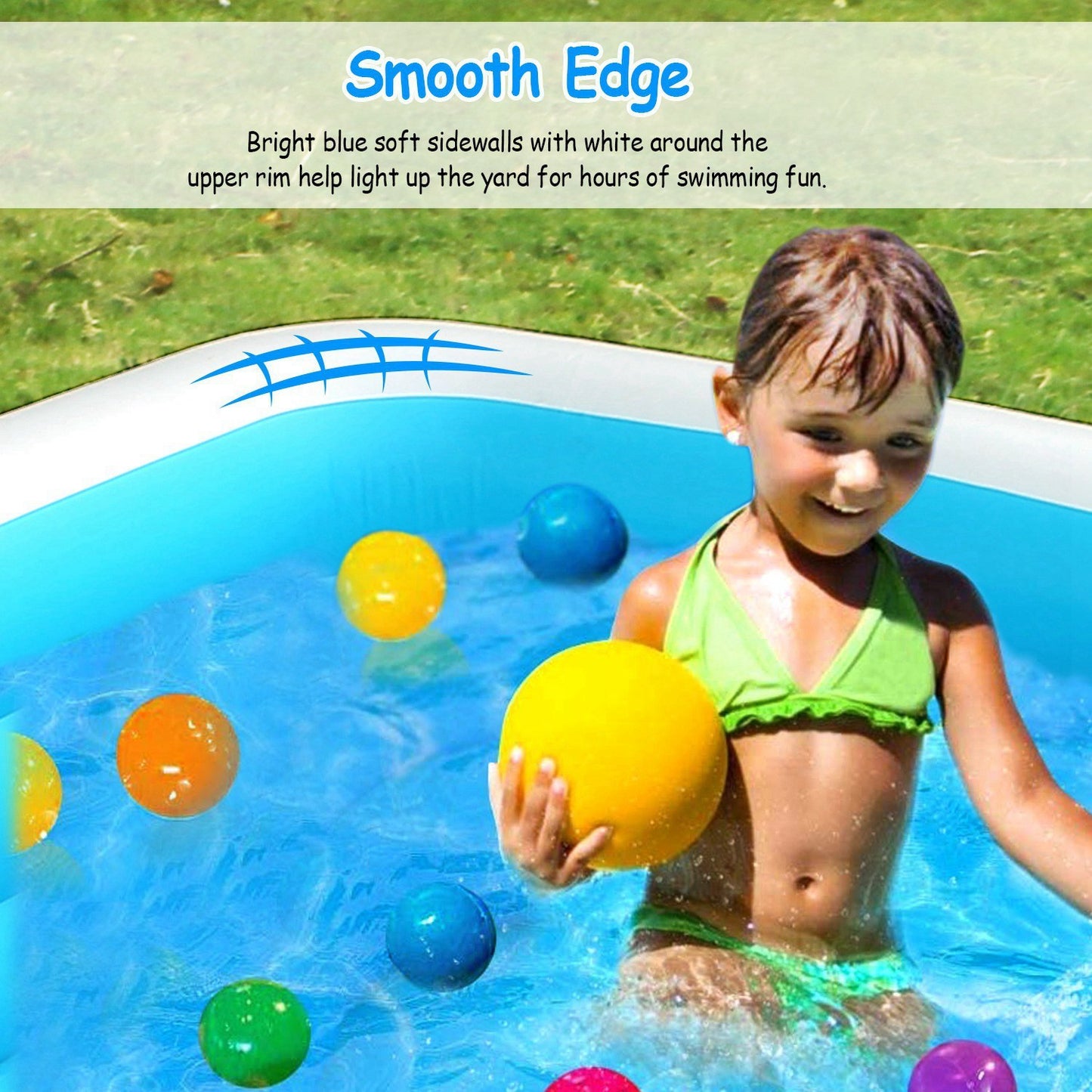 Inflatable Swimming Pool for Family, Inflatable Lounge Pool for Kids 120x72x24in