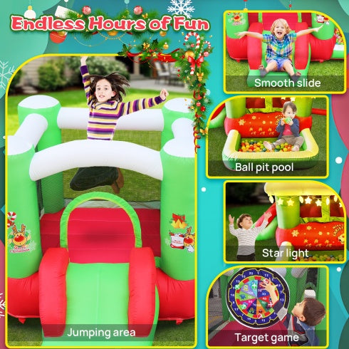Christmas Jump N Slide Inflatable Bouncer For Kids Complete Setup With Blower - 80 X 91 Play Area - 55 Tall