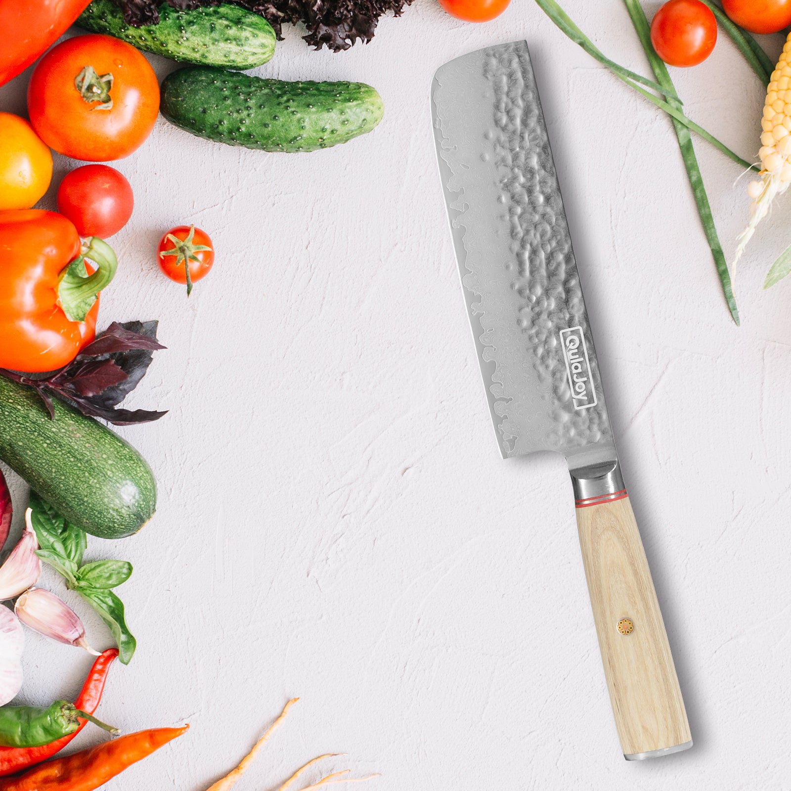 Qulajoy Nakiri Knife 6.9 Inch, Professional 67-Layers Damascus Japanese Chef Knife, with Ergonomic Wood Handle - Phoenix Fire Art Store