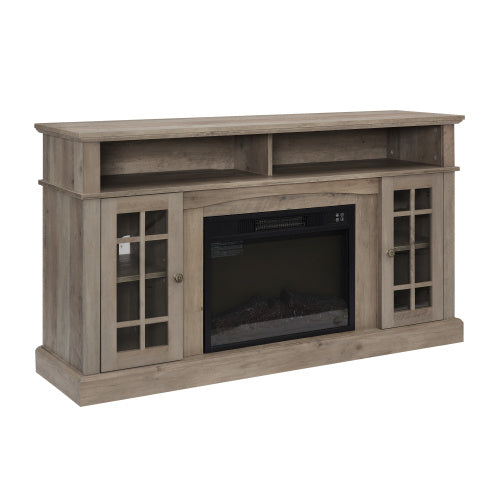 Classic TV Media Stand Modern Entertainment Console With 23 Fireplace Inset For TV Up To 65 With Open And Closed Storage Space, Gray Wash - Phoenix Fire Art Store