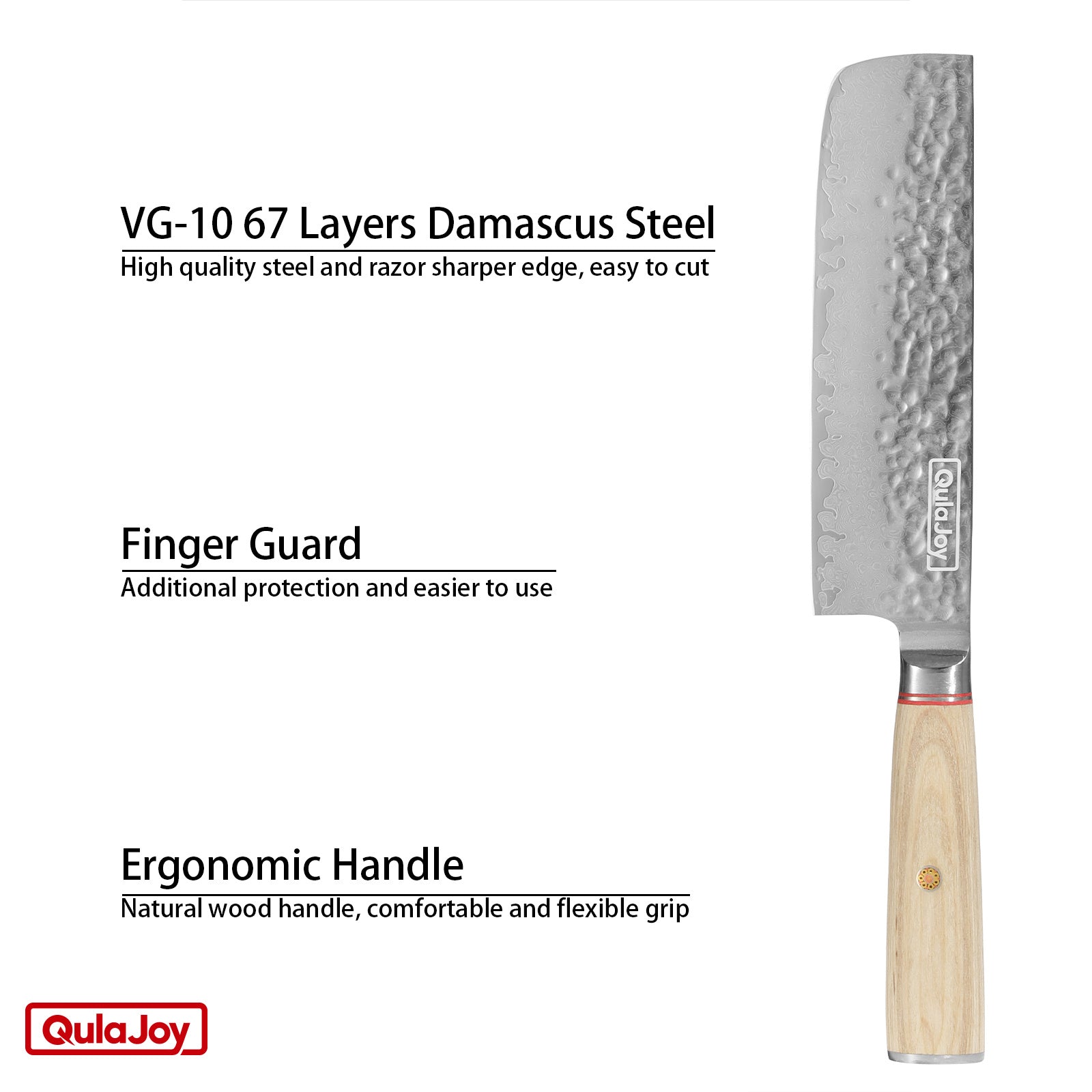 Qulajoy Nakiri Knife 6.9 Inch, Professional 67-Layers Damascus Japanese Chef Knife, with Ergonomic Wood Handle - Phoenix Fire Art Store