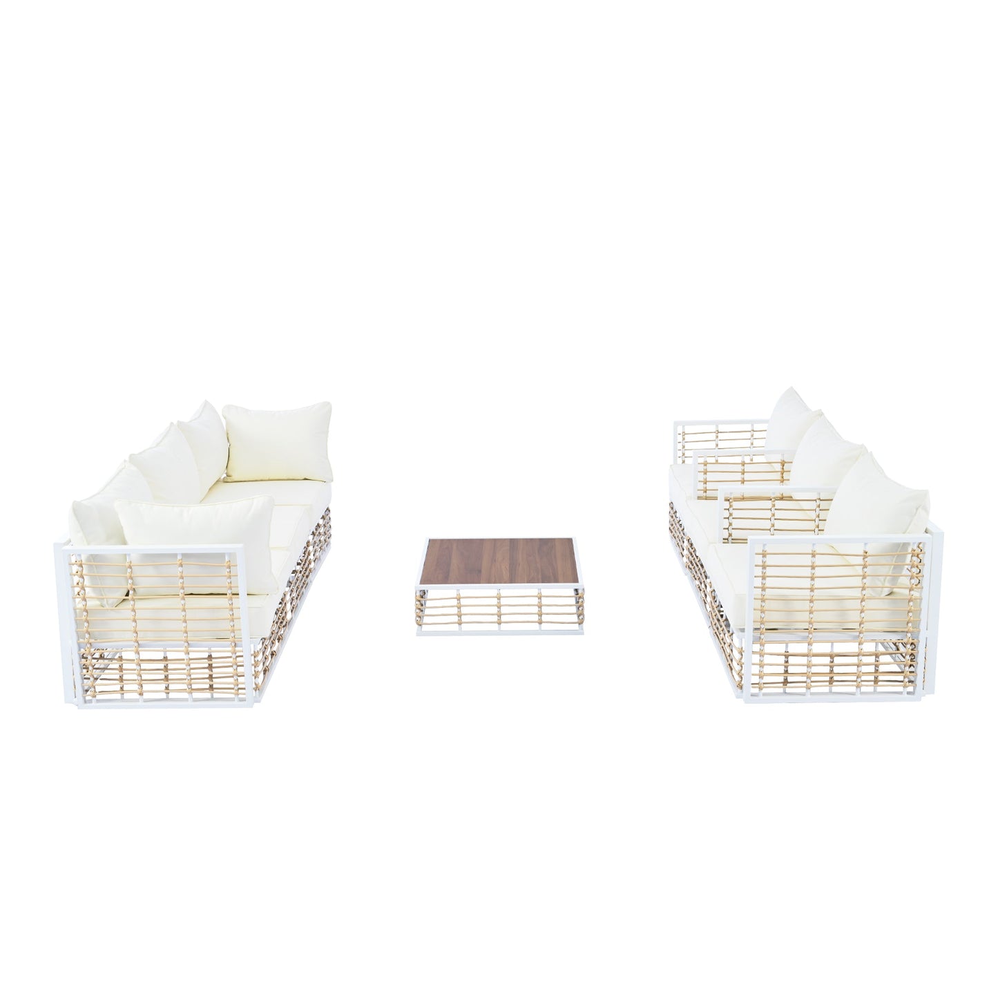 Modern Minimalist 7-Piece Metal Patio All-Weather Sectional Sofa Set - Phoenix Fire Art Store
