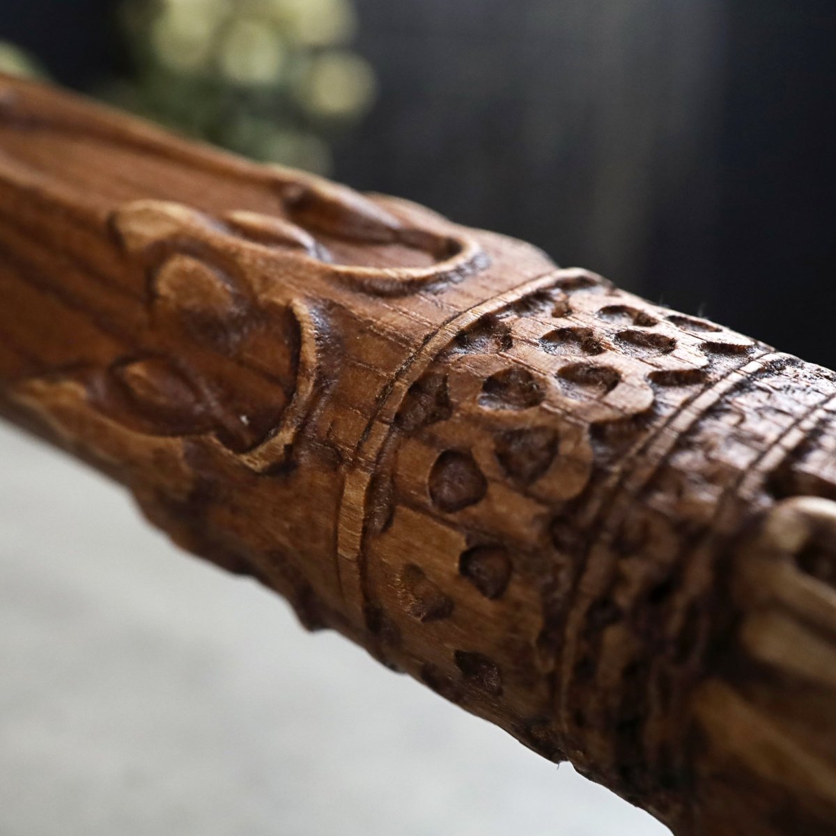 Handcrafted Leviathan axe with leather cover and glow in the dark runes
