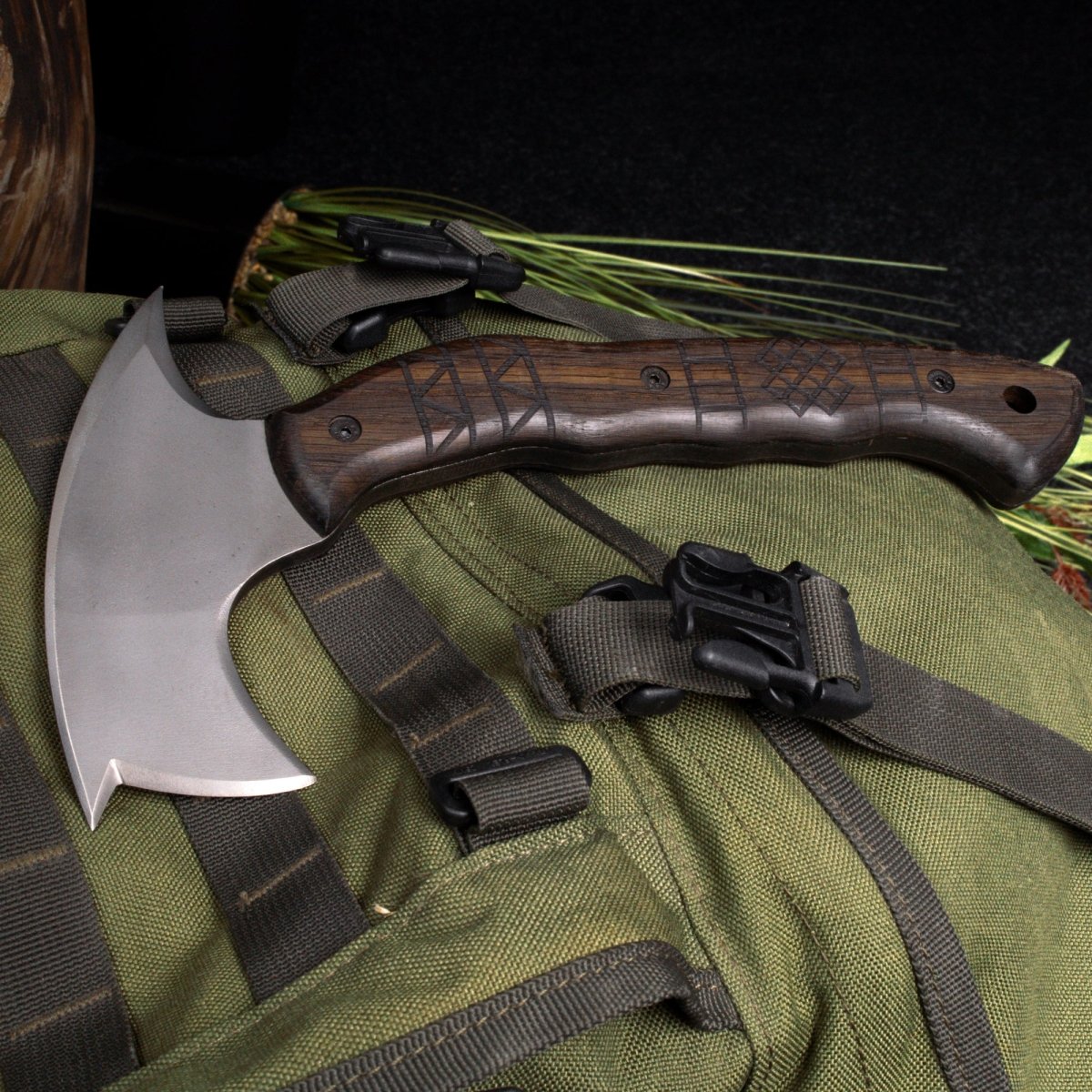 Handmade tomahawk "Dakuri" with tribal engraving