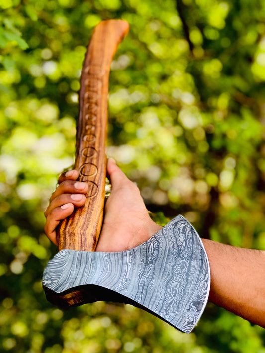 Custom Hammer Forged Damascus Steel Axe