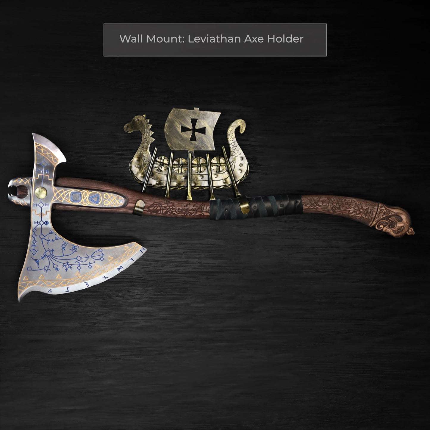 Hand-forged Leviathan axe with carved handle "Tyr"
