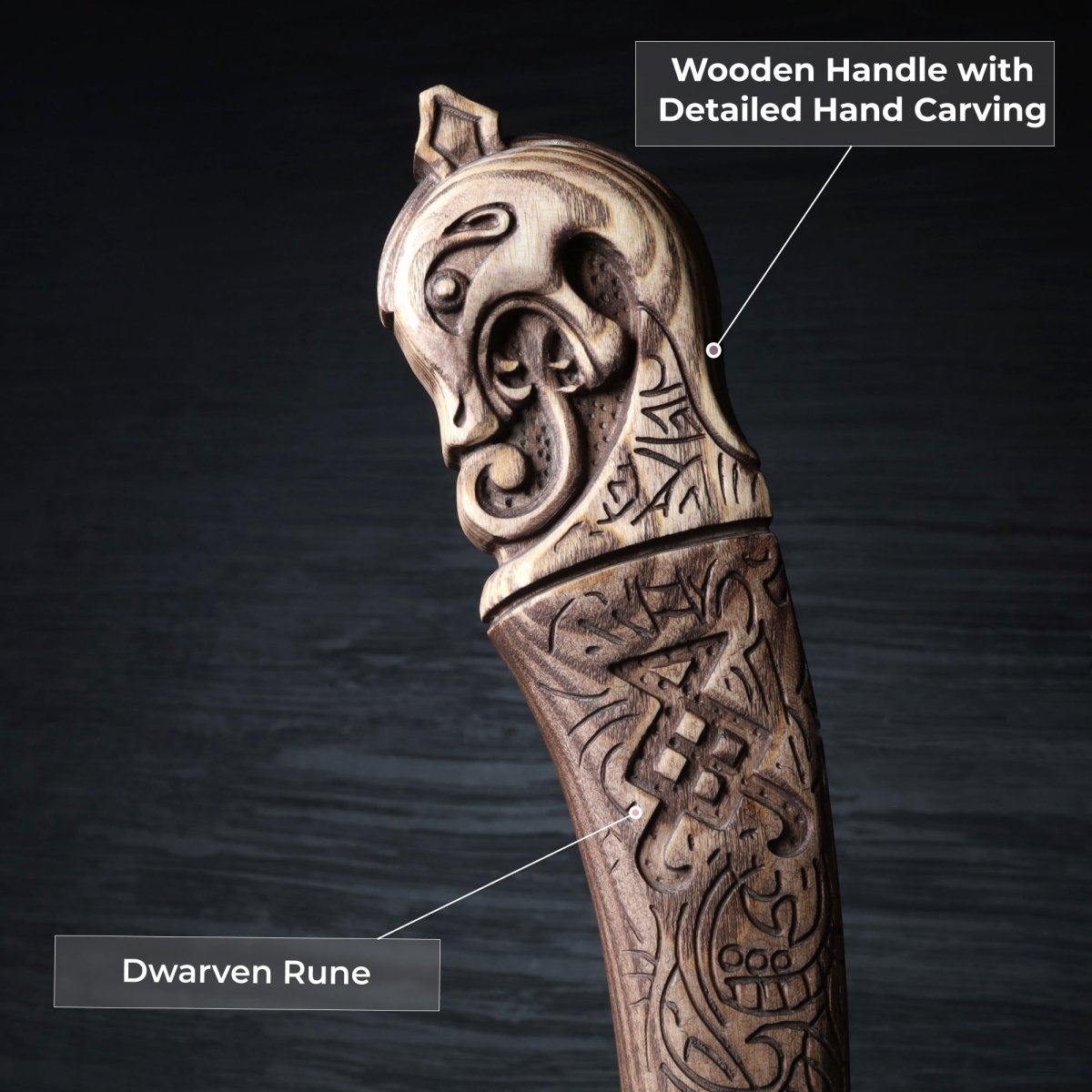 Leviathan Kratos axe with carved handle 35.8"