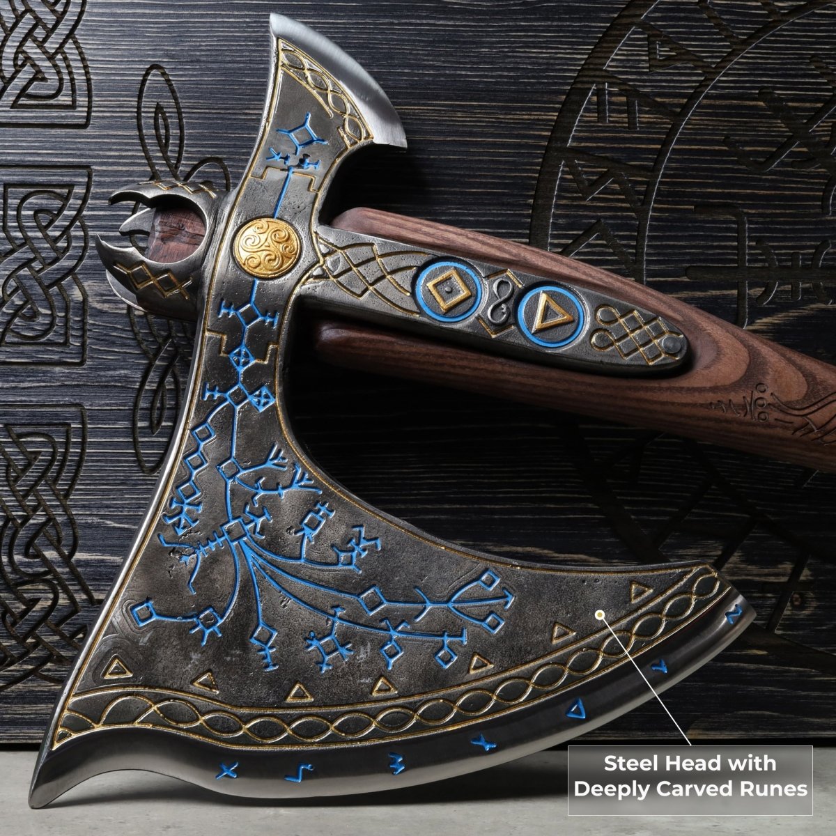 Leviathan Kratos axe with carved handle 35.8"