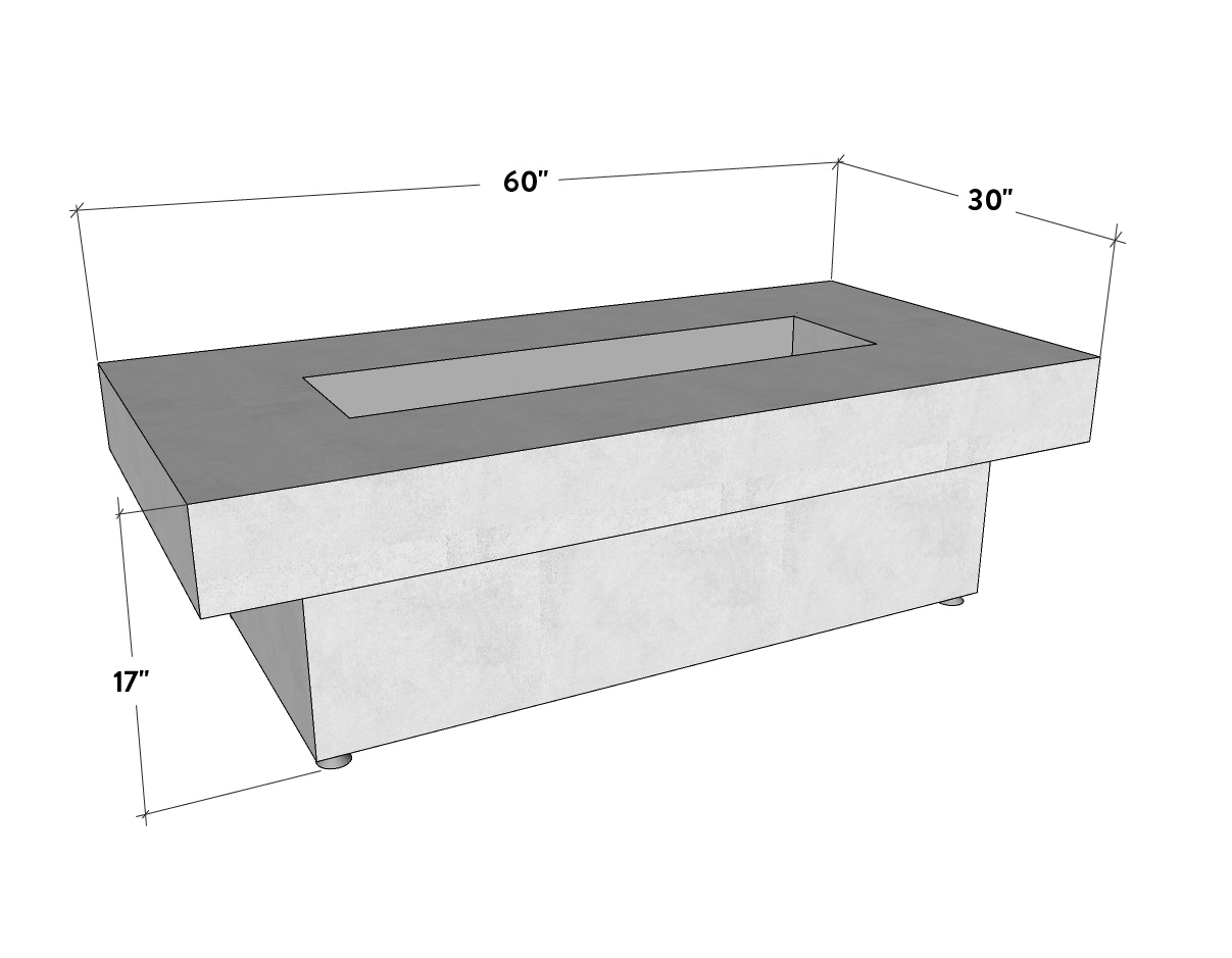 Toplina - Rectangular Concrete Fire Pit Table - Phoenix Fire Art Store