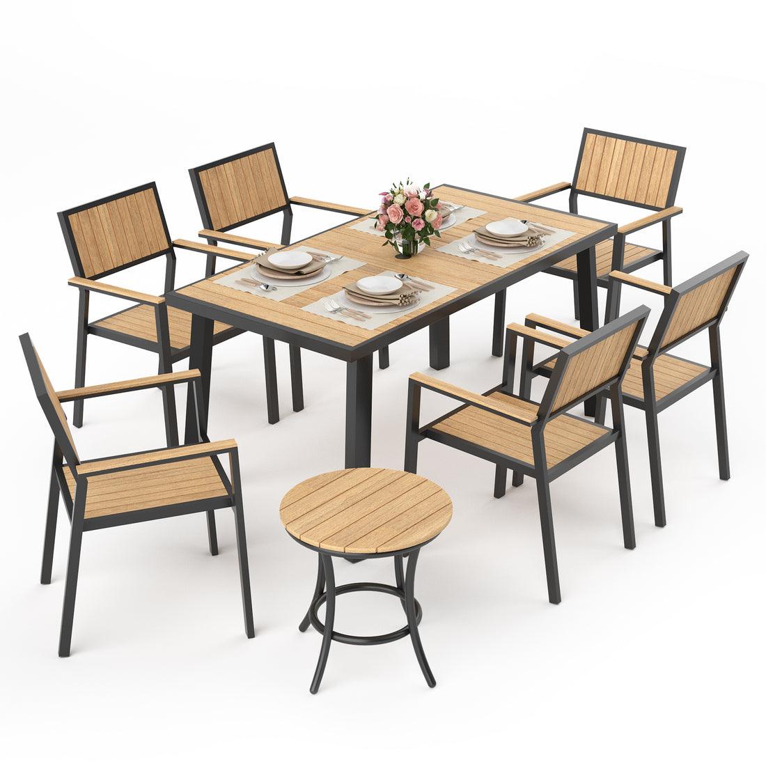 Pamapic 8-Piece Aluminum Outdoor Dining Set - Weather-Resistant Patio Furniture